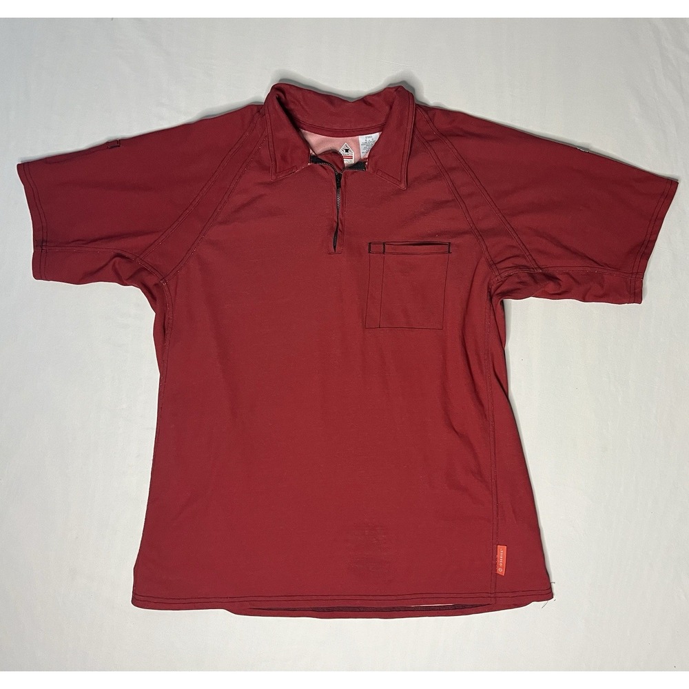 Bulwark FR Flame Resistant Comfort Knit Polo Shirt Men's SZ XL Red Short Sleeve